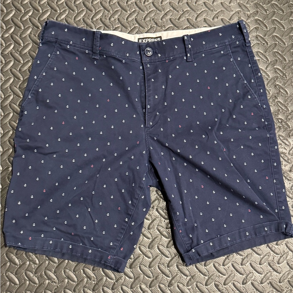 Express Blue Flat Front Shorts with Classic Style
